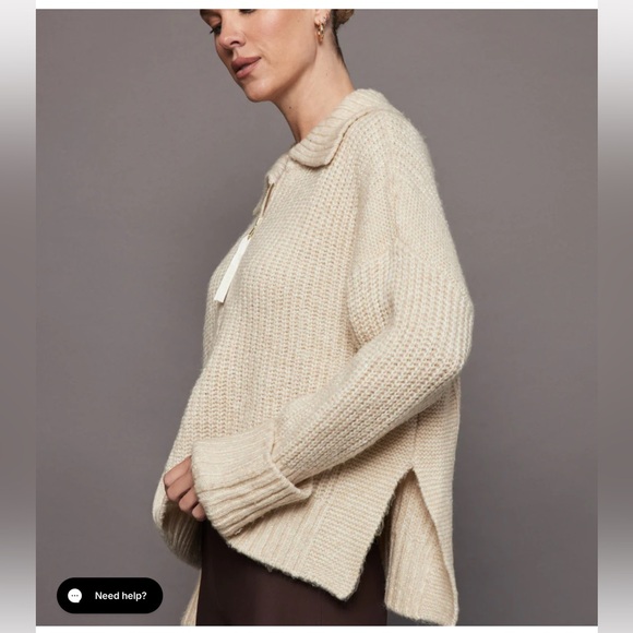 VARLEY Amelia Half Zip Knit Color Birch Size XL - Picture 2 of 13